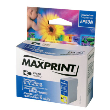 Cartucho P&B da Maxprint para os modelos 400, 500 e 600 da Epson