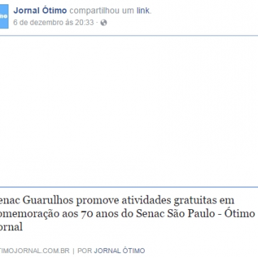 Senac Guarulhos promove atividades gratuitas em comemoração aos 70 anos de Senac São Paulo – Ótimo Jornal