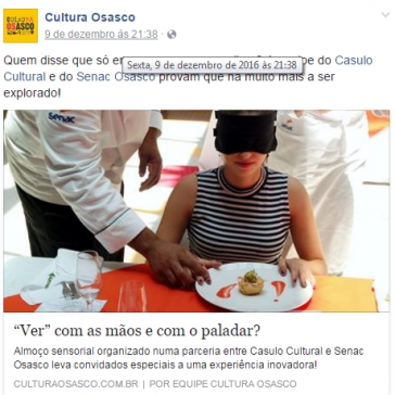 “Ver” com as mãos e o paladar? – Cultura Osasco