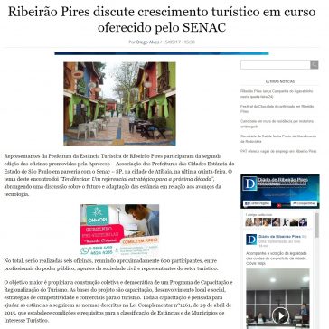 Ribeirão Pires discute crescimento turístico em curso oferecido pelo SENAC – Diário de Ribeirão Pires