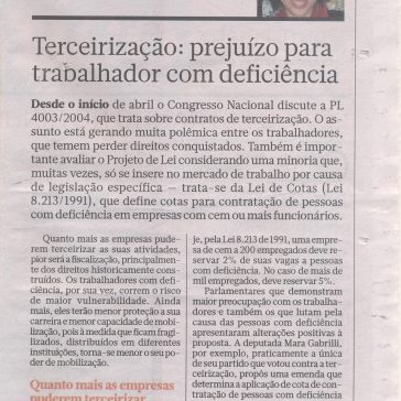 Terceirização: prejuízo para trabalhador com deficiência – Brasil Econômico