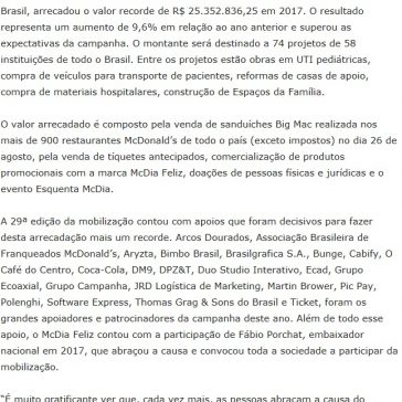 McDia Feliz 2017 bate recorde e arrecada mais de R$25 milhões – Sopa Cultural