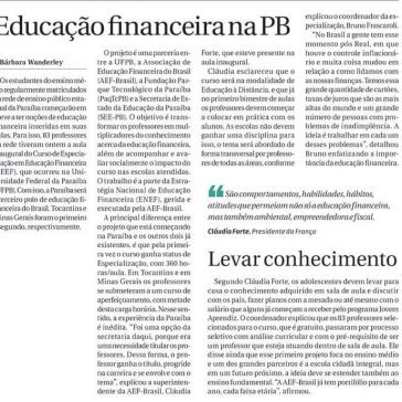 Educação financeira na PB- Correio da Paraíba