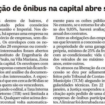 Após 5 anos, licitação de ônibus na capital abre sem concorrência -DCI