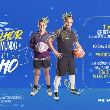 Dia das crianças: promoção da Penalty sorteia um dia com Falcão e Amandinha