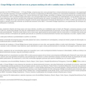 Grupo Bridge está com site novo no ar, prepara mudança de sede e caminha rumo ao Sistema B! – Agência o Globo