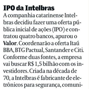 IPO da Intelbras – Valor Econômico