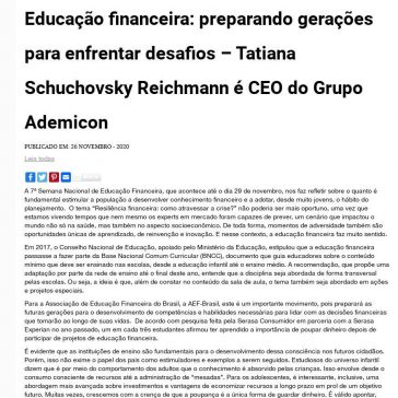 Educação financeira: preparando gerações para enfrentar desafios – Tatiana Schuchovsky Reichmann é CEO do Grupo Ademicon – Mundo Coop