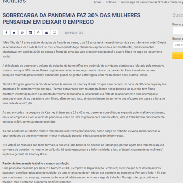 Sobrecarga da pandemia faz 30% das mulheres pensarem em deixar o emprego – Sindicato dos Bancários de Goiás