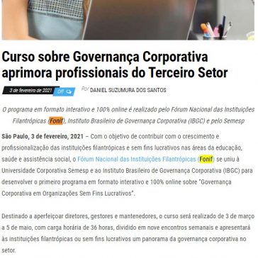 Curso sobre Governança Corporativa aprimora profissionais do Terceiro Setor – Jornal Dia Dia –