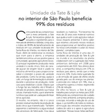 Unidade da Tate & Lyle no interior de São Paulo beneficia 99% dos resíduos – Revista Mais Leite