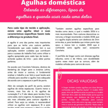 Agulhas domésticas – Costura Perfeita