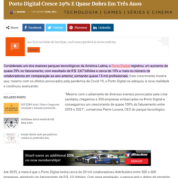 Porto Digital Cresce 29% E Quase Dobra Em Três Anos – Blog do Armindo