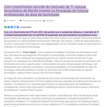 Com crescimento recorde do mercado de TI, parque tecnológico de Recife investe na formação de futuros profissionais da área de tecnologia – Valor Agregado