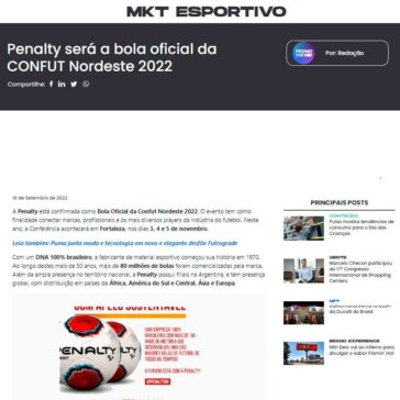 Penalty será a bola oficial da CONFUT 2022 – Promoview