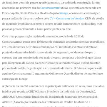 Construsummit 2022 debateu no primeiro dia a integração da cadeia na construção – Truck Brasil