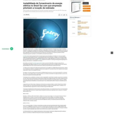 Instabilidade de fornecimento de energia elétrica no Brasil faz com que empresas priorizem a locação de nobreaks – Sala da Notícia