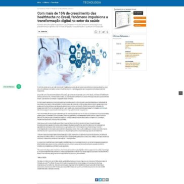 Com mais de 16% de crescimento das healthtechs no Brasil, fenômeno impulsiona a transformação digital no setor da saúde – Sala da Notícia