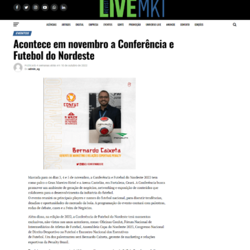 Acontece em novembro a Conferência e Futebol do Nordeste – Revista Live Marketing