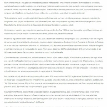 Operadores logísticos substituem combustível para conter emissões – ABOL – Associação Brasileira de Operadores Logísticos