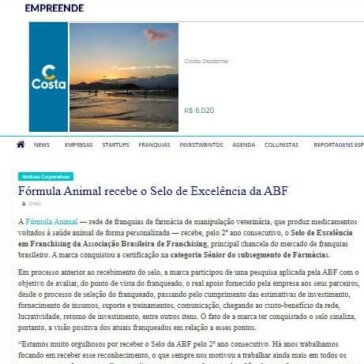 Fórmula Animal recebe o Selo de Excelência da ABF – Revista Empreende