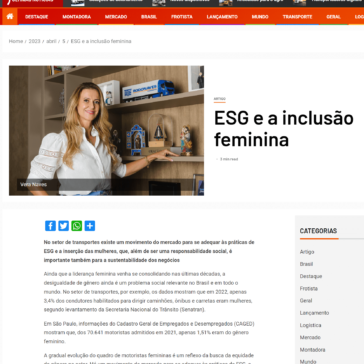 ESG e a inclusão feminina – Cargas e Transportes