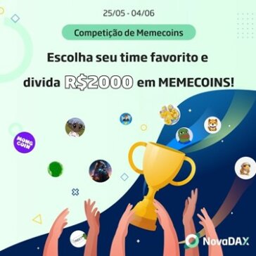 NovaDAX distribuirá até R$2.000,00 em memecoins com ação que envolve competição entre criptos