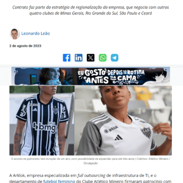 Arklok é a nova patrocinadora do time feminino do Atlético Mineiro – Diário do Comércio