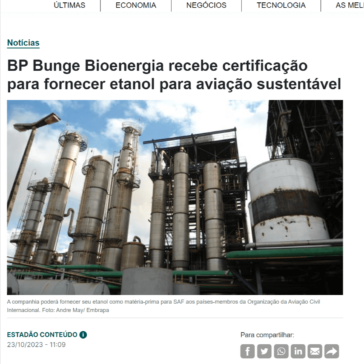 BP Bunge Bioenergia recebe certificação para fornecer etanol para aviação sustentável – Dinheiro Rural Online