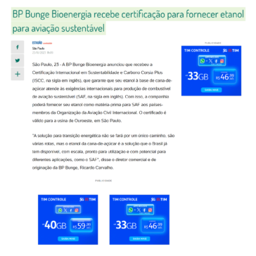 BP Bunge Bioenergia recebe certificação para fornecer etanol para aviação sustentável – BOL – Notícias