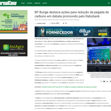 BP Bunge destaca ações para redução da pegada de carbono em debate promovido pelo Rabobank – Jornal da Cana – Online