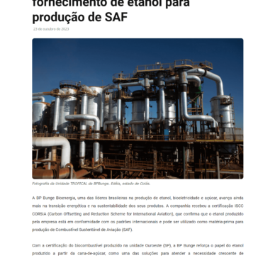 BP Bunge está habilitada para fornecimento de etanol para produção de SAF – Sucesso no Campo