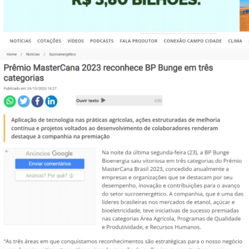 Prêmio MasterCana 2023 reconhece BP Bunge em três categorias – Notícias Agrícolas