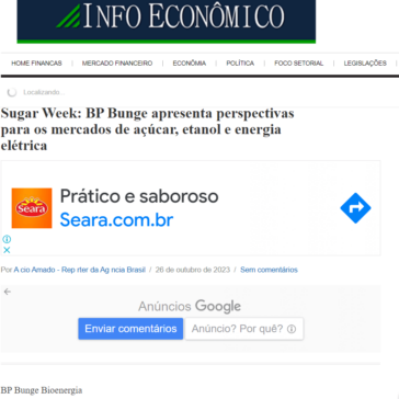 Sugar Week: BP Bunge apresenta perspectivas para os mercados de açúcar, etanol e energia elétrica – Info Econômico