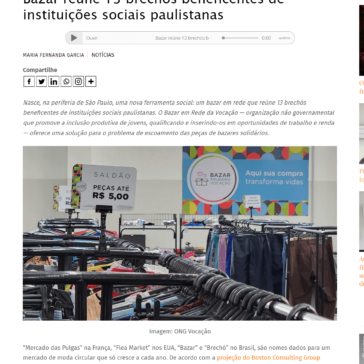 Bazar reúne 13 brechós beneficentes de instituições sociais paulistanas – Observatório do 3° Setor