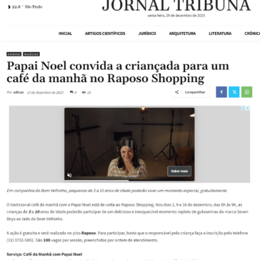 Papai Noel convida a criançada para um café da manhã no Raposo Shopping – Jornal Tribuna